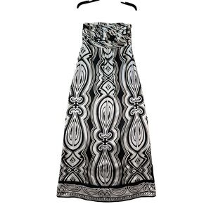White House Black Market Maxi Dress Womens Size 2 Silk Black White